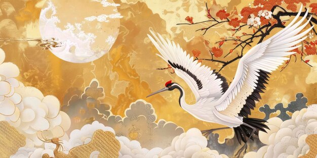 Mejore su espacio con Songqian 3D Retro Crane Auspicious Cloud Pattern Murals Wallpaper Perfecto para la decoración de la pared del dormitorio y la sala de estar