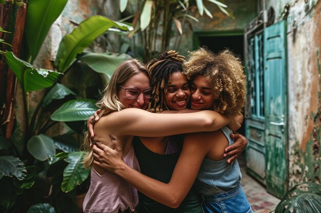 Foto mejores amigos celebrando juntos el día de la amistad