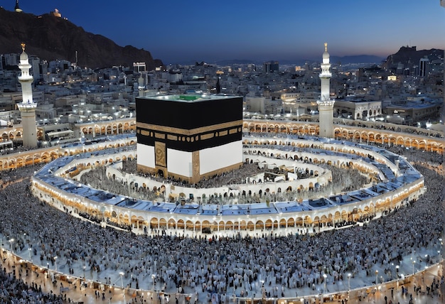 Foto mekka moschee saudi-arabien hajj umrah kaaba die kaaba der heilige ort in mekka ist der cente