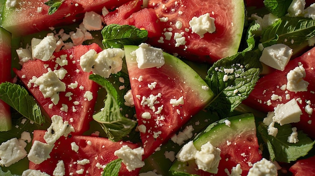 Melancia de frutas e salada de feta