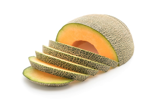 melão cantaloupe em branco