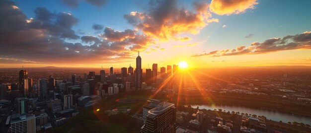 Melbourne Cidade bela vista panorâmica do pôr-do-sol