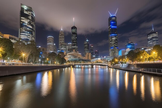 Foto melbourne october 2015 belo horizonte da cidade sobre o rio yarra à noite