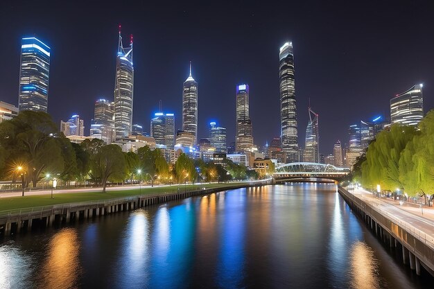 Foto melbourne october 2015 belo horizonte da cidade sobre o rio yarra à noite