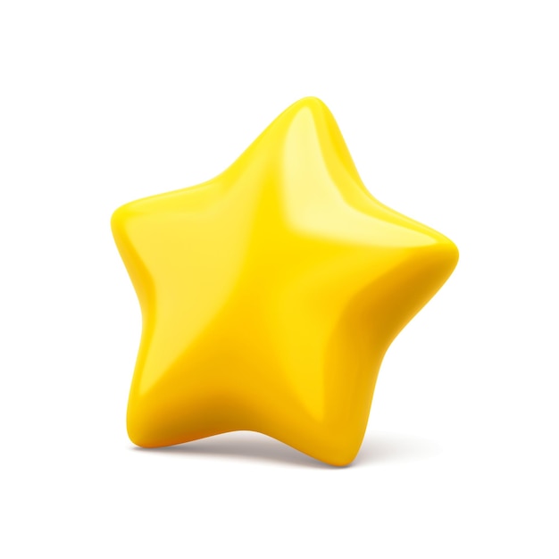 Melhor classificação de qualidade de avaliação de ícone de estrela amarela isolada em fundo 3d de avaliação branca com símbolo de taxa de sucesso de experiência do usuário ou conceito positivo de satisfação do cliente e serviço de feedback