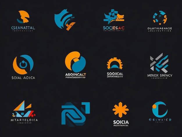 Foto melhor coleção de logotipos logos abstratos geométricos design de ícones