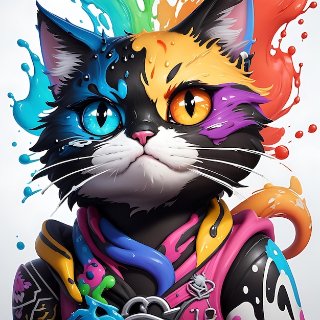 Melhor gato colorido gato IA generativa