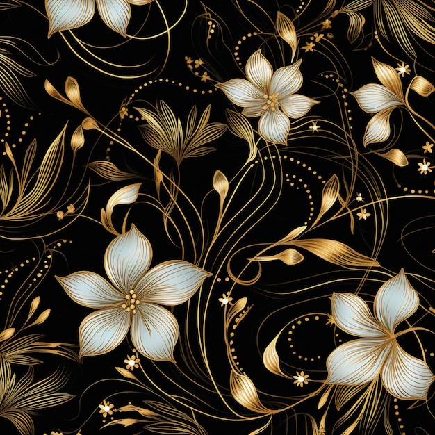 Foto melhor linha giratória dourada desenho floral elegante imagem de fundo preto arte gerada por ai