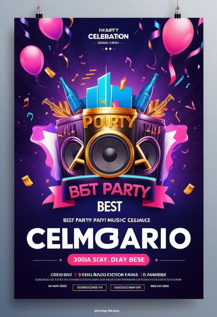 Foto melhor postagem de mídia social de panfleto de música de festa de celebração e banner da web