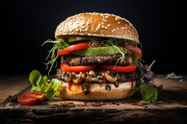 Melhor Receita Vegana de Burger Vegano Fotografia de Alimentação