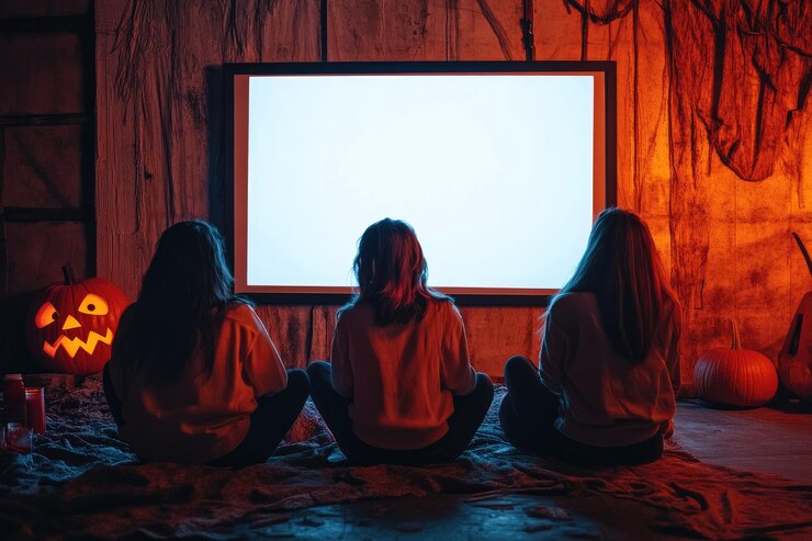 Foto melhores amigos assistindo um filme de terror