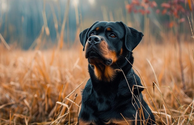 Melhores cães para adoção Rottweiler Cão em azul escuro e âmbar claro