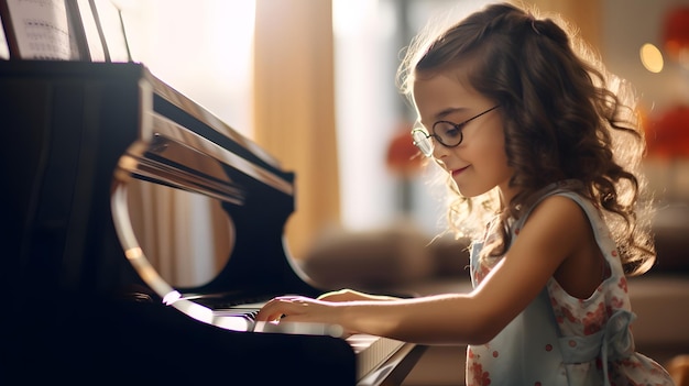 Foto melodías de alegría un pequeño maestro se deleita en la armonía de las teclas del piano
