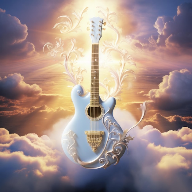 Foto melodias celestiais guitarra celestial