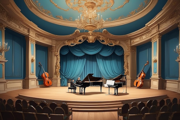 Melodias de câmara elegantes Serenata de palco de desenhos animados