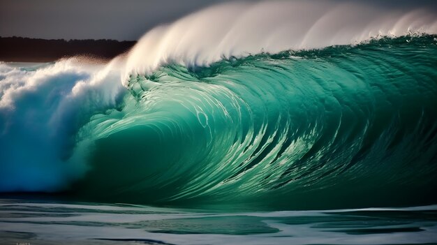 Foto melodias etéreas hipnotizando momentos de ondas com céus majestosos e espuma serena