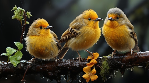 Melodiosos pájaros cantores en la naturaleza