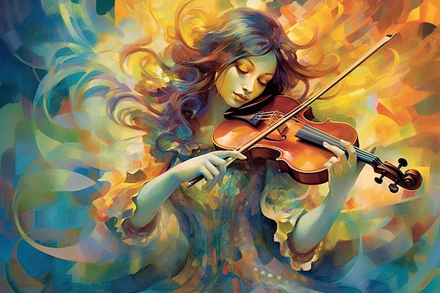 Melody's Mirage Verlieren Sie sich in einer Fata Morgana aus Harmonien und Rhythmen, in der sich die Realität biegt und in eine abstrakte musikalische Traumlandschaft mit generativer KI-Illustration verwandelt