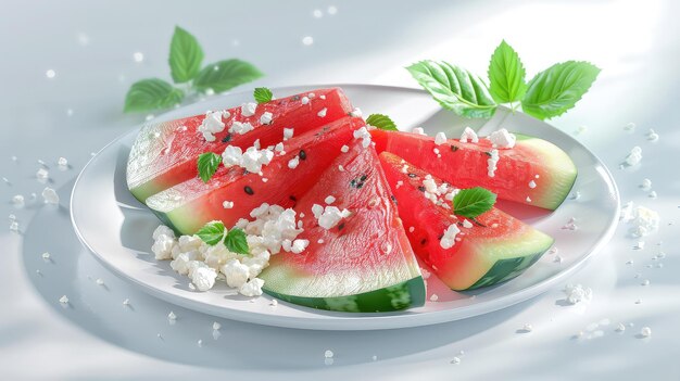 Melón de agua feta refrescante