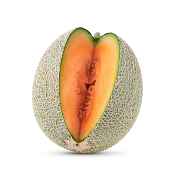 Melón cantalupo aislado en blanco