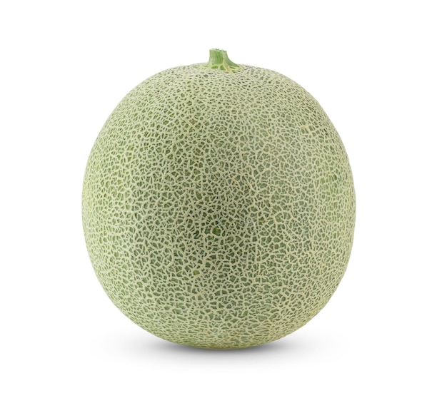 Melón cantalupo aislado sobre fondo blanco.