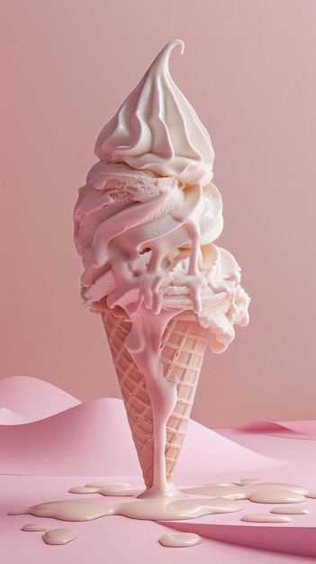 Melting softserve cono de helado en rosa