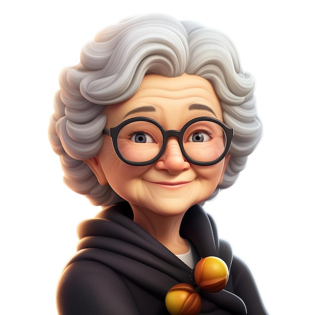 Foto memoji bela avó em um fundo branco emoji personagem de desenho animado