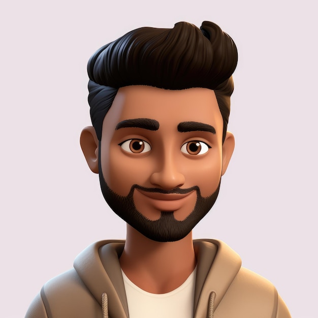 Memoji hombre indio guapo en fondo blanco emoji personaje de dibujos animados