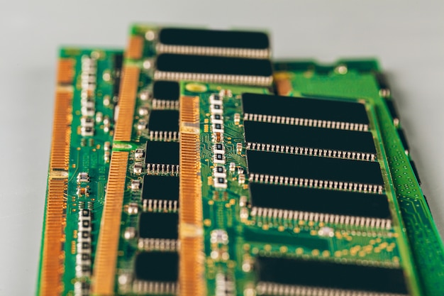 Memória de acesso aleatório do computador (RAM) varas close-up
