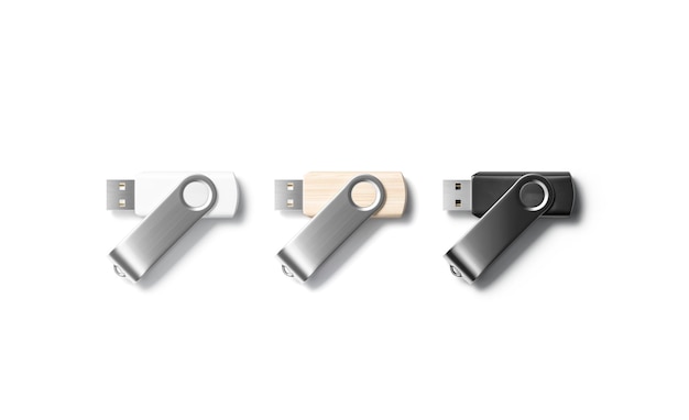 Memoria usb negra, blanca y de madera Conectar micro flashcard Pendrive portátil o adaptador