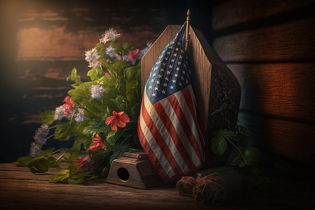 Memorial Day em homenagem a todos os que serviram Feriado nacional americano com a bandeira nacional dos EUA Lembre-se e honre o Patriótico