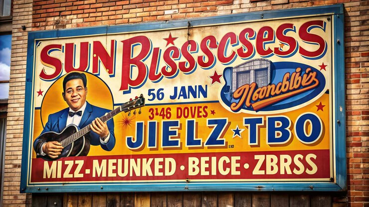 Foto memphis vintage folk art sign memphis blues vintage jazz folk art sign posterkunstmusik tennessee elvis bbq sun records postkarten-logo