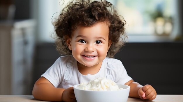 Menina a jantar à mesa