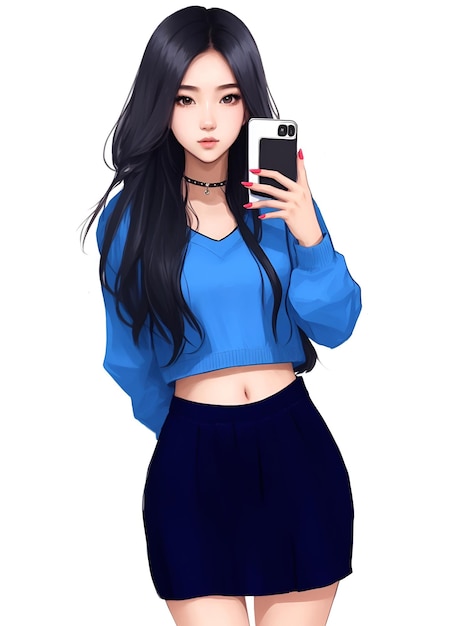 menina adolescente vestindo roupas aleatórias moda conjunto 4 selfie com AI gerado