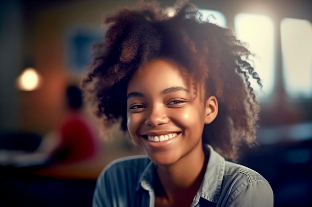 Menina africana em uma aula de IA generativa