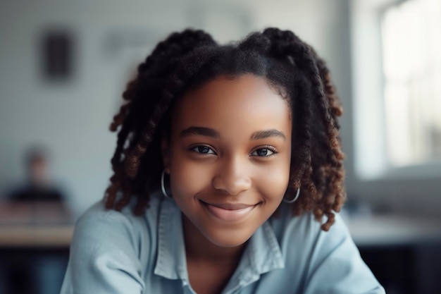 Menina africana em uma aula de IA generativa