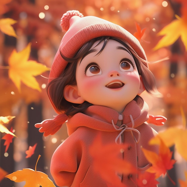 menina alegre e feliz rindo e brincando no parque de outono na caminhada pela natureza ao ar livre