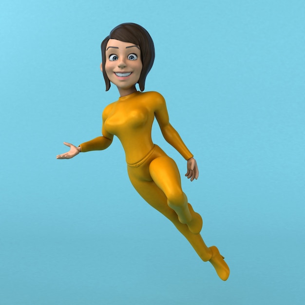 Menina amarela de desenho animado 3D