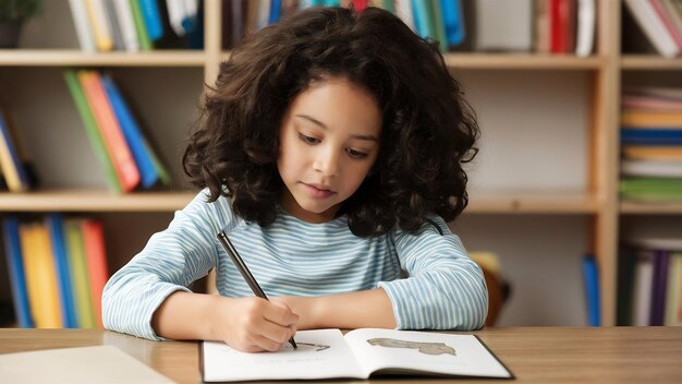 Foto menina aprendendo poema