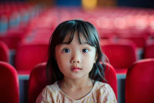 Foto menina asiática bonita no auditório