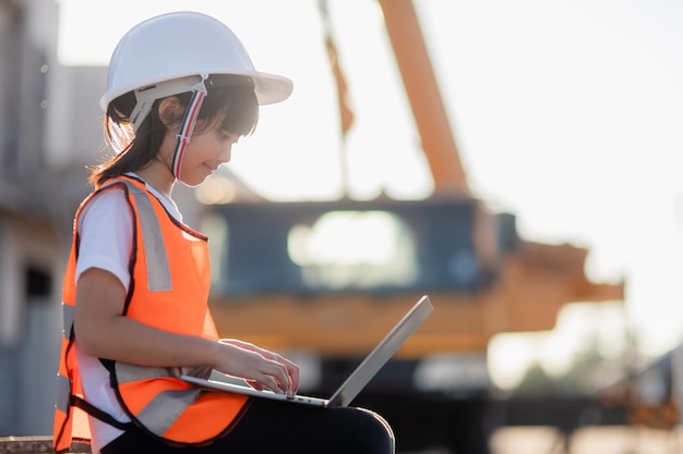 Menina asiática futuros engenheiros