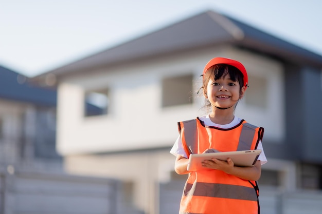 Menina asiática futuros engenheiros