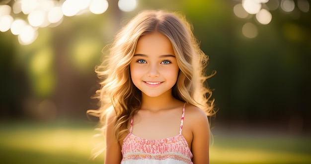 Foto menina bonita e engraçada retrato de criança ao ar livre sobre a natureza infância inocência menina adolescente cara de menina adolescente estilo primavera