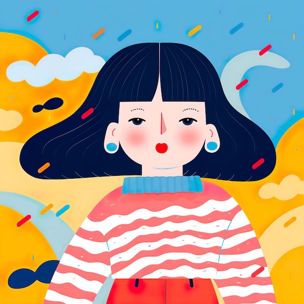 Menina bonita no estilo de ilustração coreana