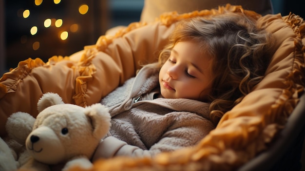 Menina bonitinha dormindo na noitegenerativa ai