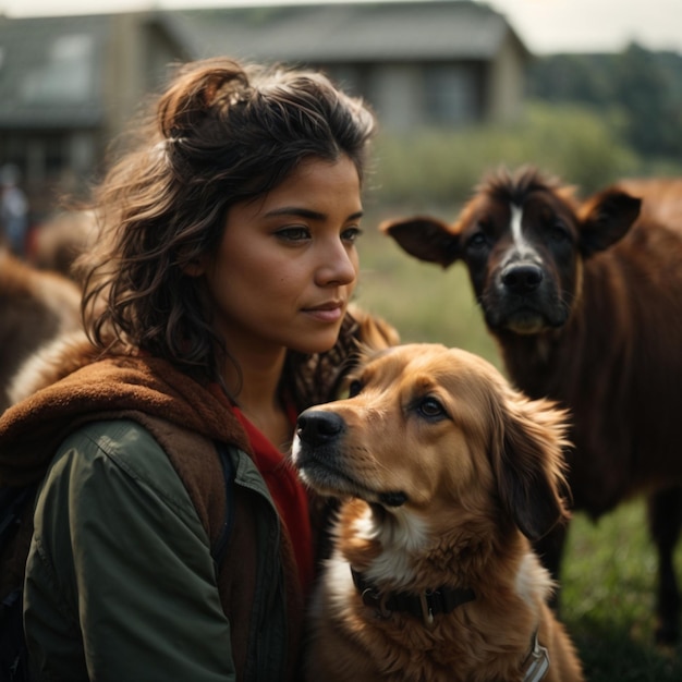 menina com cachorro de estimação