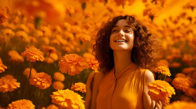 Foto menina com fundo de flor de laranja