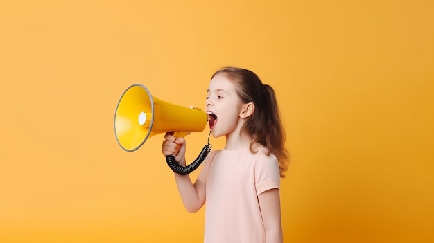 Menina com ilustração de megafone AI Generative