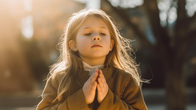 menina com oração de paz HD 8K papel de parede Imagem fotográfica de estoque