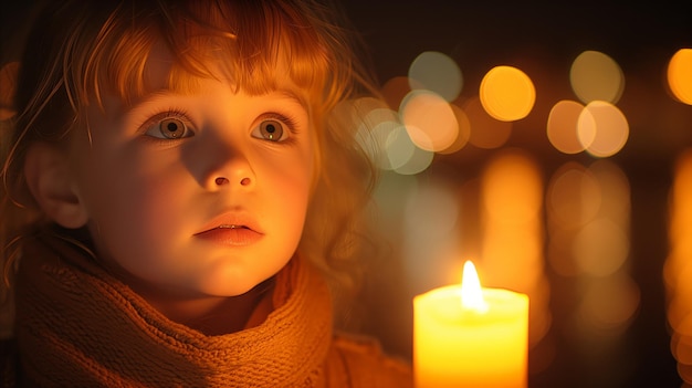 Menina com uma vela acesa